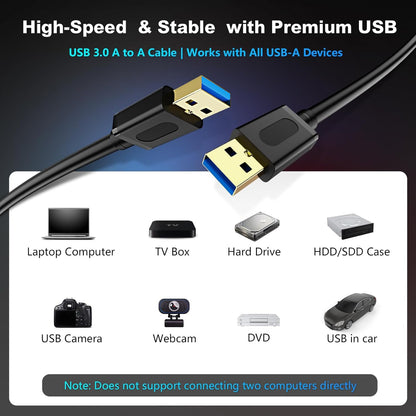 USB 3.0 a to a Male Cable 25Ft,Usb to USB Cable USB Male to Male Cable USB Cord with Gold-Plated Connector for Hard Drive Enclosures, DVD Player, Laptop Cooler(25Ft/8M)